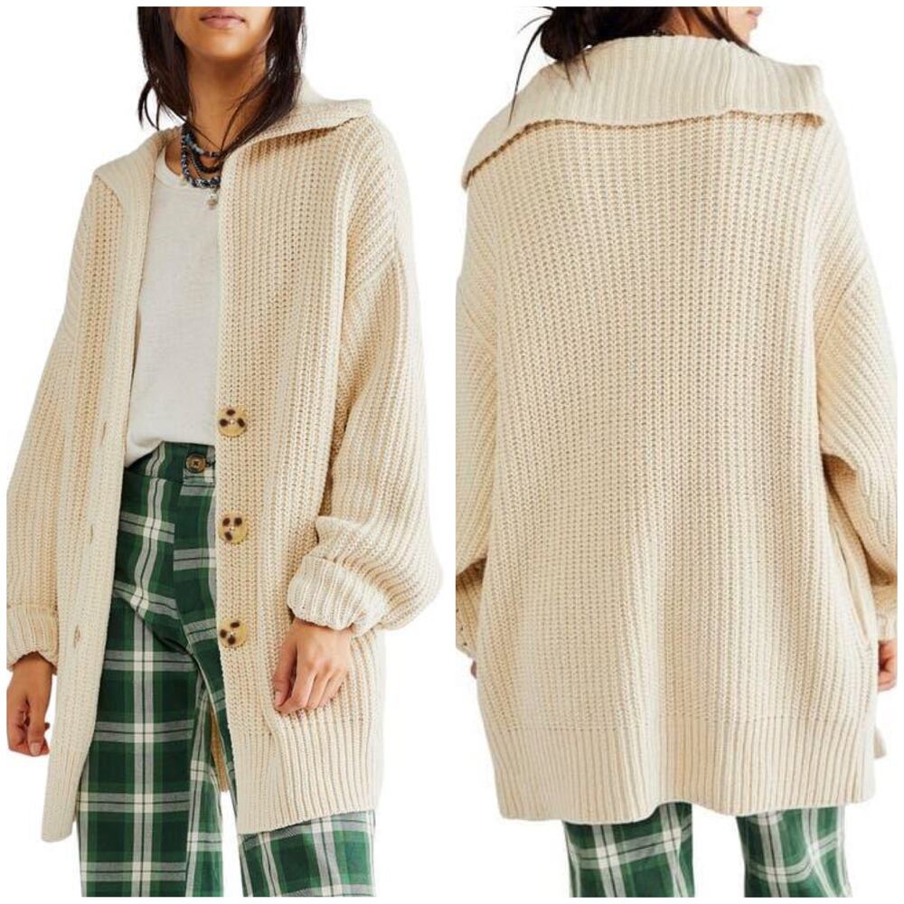 NEW Free People Swim to Deep Cardigan Birch Cream Beige